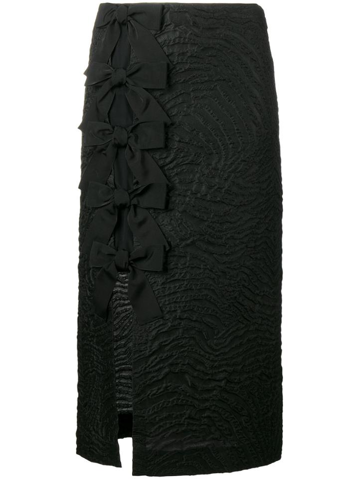 Fendi Bow-embellished Cloqué Midi Skirt - Black