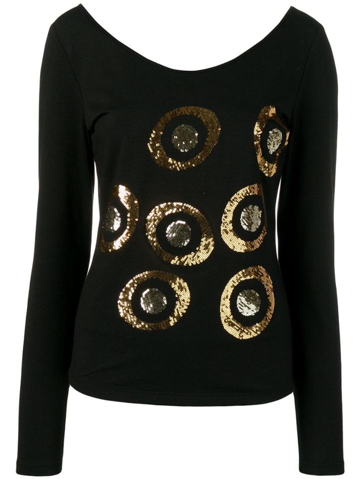 Versace Vintage Embroidered Blouse - Black