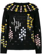 Valentino Popflowers Embroidered Sweater - Black