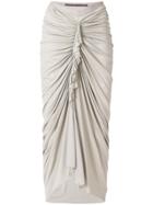 Rick Owens Lilies Ruched Woven Midi Skirt - Nude & Neutrals