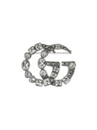 Gucci Crystal Double G Brooch - Silver