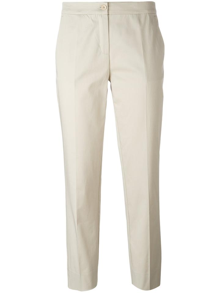 Etro Straight Cropped Trousers, Women's, Size: 46, Nude/neutrals, Cotton/spandex/elastane