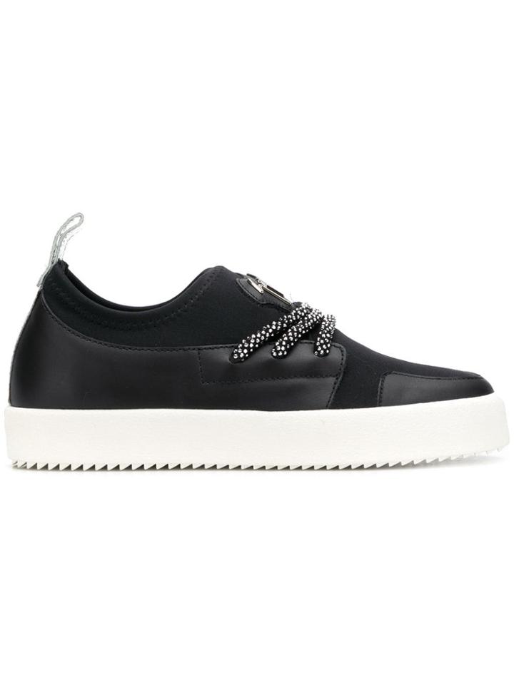 Giuseppe Zanotti Design Crystal Strap Slip-on Sneakers - Black
