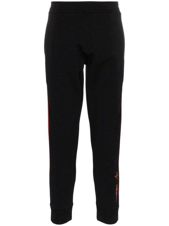 Neil Barrett Red Stripe Sweatpants - Black