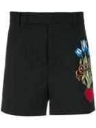 Gucci - Embroidered Tailored Shorts - Men - Cotton/viscose/wool - 52, Black, Cotton/viscose/wool