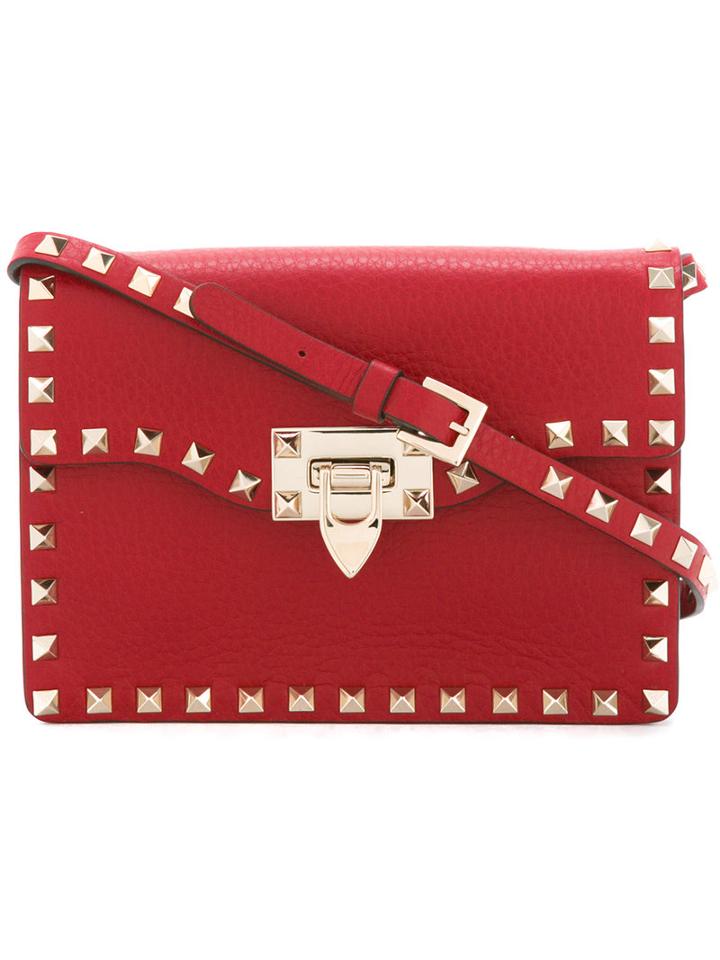 Valentino Valentino Garavani Rockstud Shoulder Bag, Women's, Red, Calf Leather/metal (other)