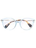 Miu Miu Eyewear Round Shaped Glasses, Blue, Acetate/metal