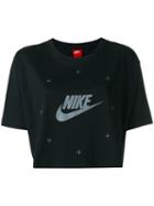 Nike Logo Print Cropped T-shirt, Women's, Size: Medium, Black, Cotton/polyester/viscose