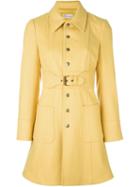 Red Valentino Button Down Trench Coat, Women's, Size: 44, Yellow/orange, Polyamide/polyester/acetate/wool