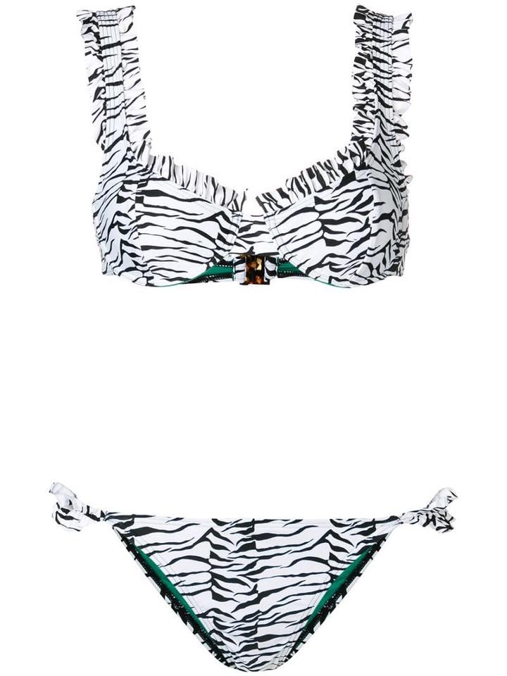Rixo Tiger Print Bikini Set - White