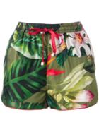 F.r.s For Restless Sleepers Floral Patterned Shorts, Women's, Green, Silk