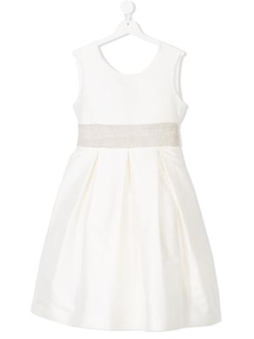La Stupenderia Belted Midi Full Dress - White
