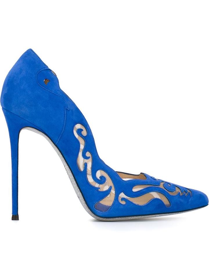 René Caovilla Electric Pumps, Women's, Size: 35, Blue, Leather/suede