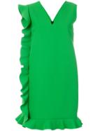 Msgm Asymmetric Frill Trim Shift Dress - Green