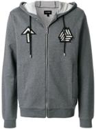 Les Hommes Embroidered Badge Zip Hoodie - Grey