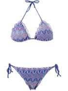 Brigitte Tricot Triangle Top Bikini Set, Women's, Size: Pp, Pink/purple, Polyamide/spandex/elastane
