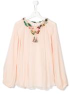 Chloé Kids Tassel Detail Blouse - Pink & Purple