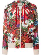 Gucci Floral Print Zipped Hoodie - Multicolour