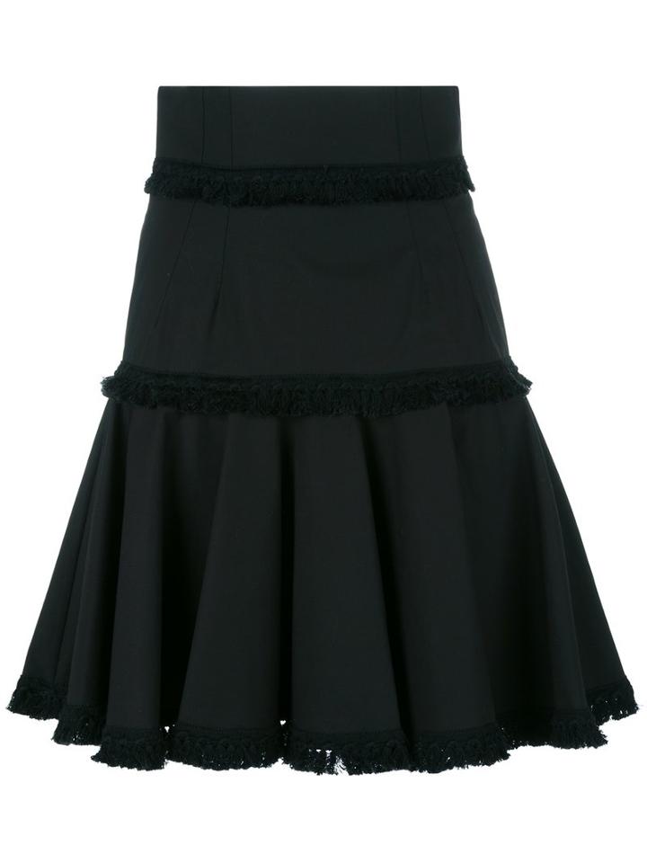 Dolce & Gabbana Tasseled Skirt, Women's, Size: 42, Black, Cotton/spandex/elastane