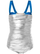 Adriana Degreas Panelled Ruched Swimsuit - Silver