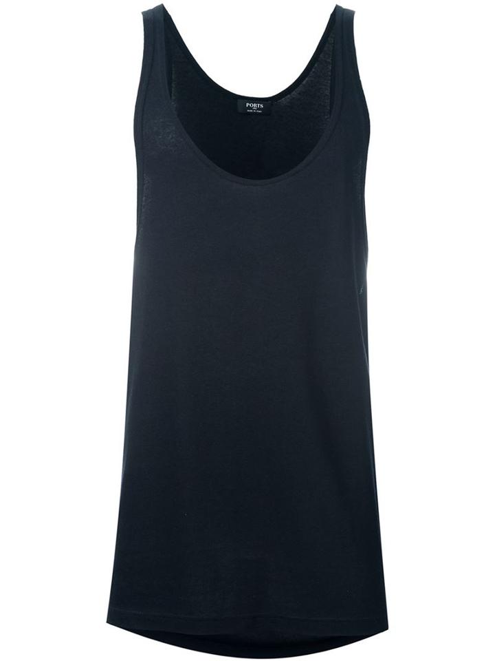 Ports 1961 Scoop Neck Tank Top, Men's, Size: Xl, Black, Cotton/linen/flax/modacrylic