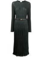 Salvatore Ferragamo Pleated Knit Dress - Green