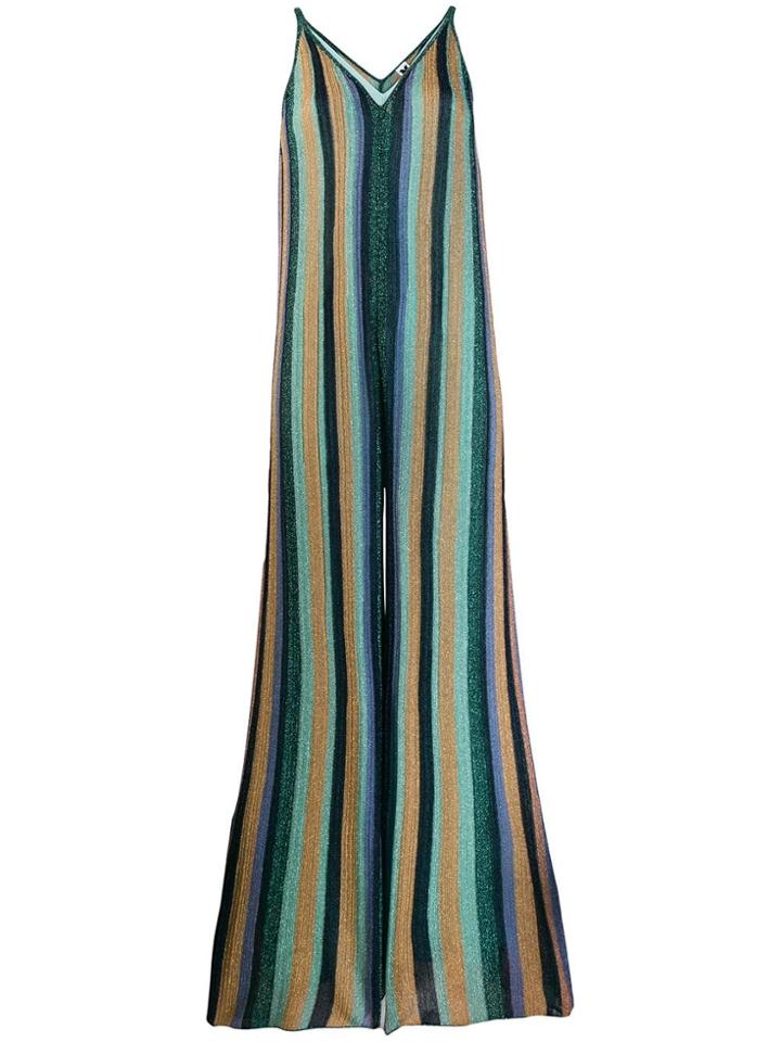 M Missoni Lurex Knit Striped Jumpsuit - Green