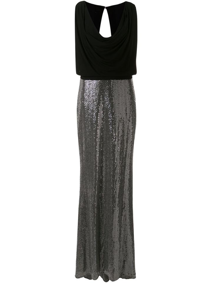 Badgley Mischka Cowl Neck Embellished Dress - Metallic