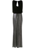 Badgley Mischka Cowl Neck Embellished Dress - Metallic