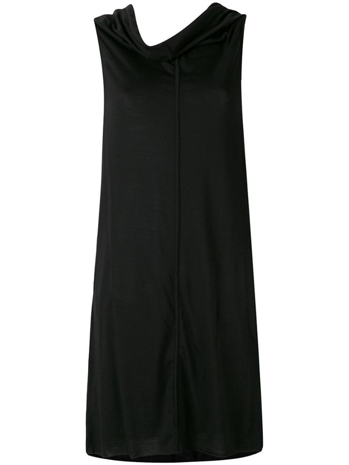 Rick Owens Lilies Draped Neck Flared Dress - Black