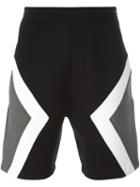 Neil Barrett Colour Block Track Shorts, Men's, Size: Large, Black, Lyocell/cotton/viscose/spandex/elastane