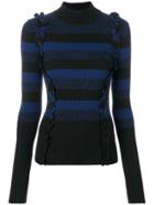 Maison Margiela Striped Ribbed Turtleneck Sweater - Black