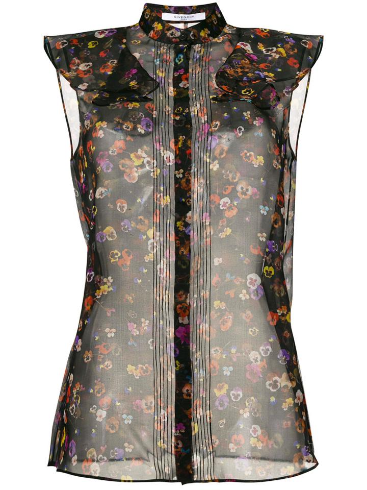 Givenchy - Sheer Floral Print Shirt - Women - Silk - 36, Black, Silk