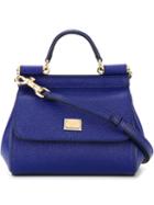 Dolce & Gabbana Mini Sicily Tote, Women's, Blue, Calf Leather