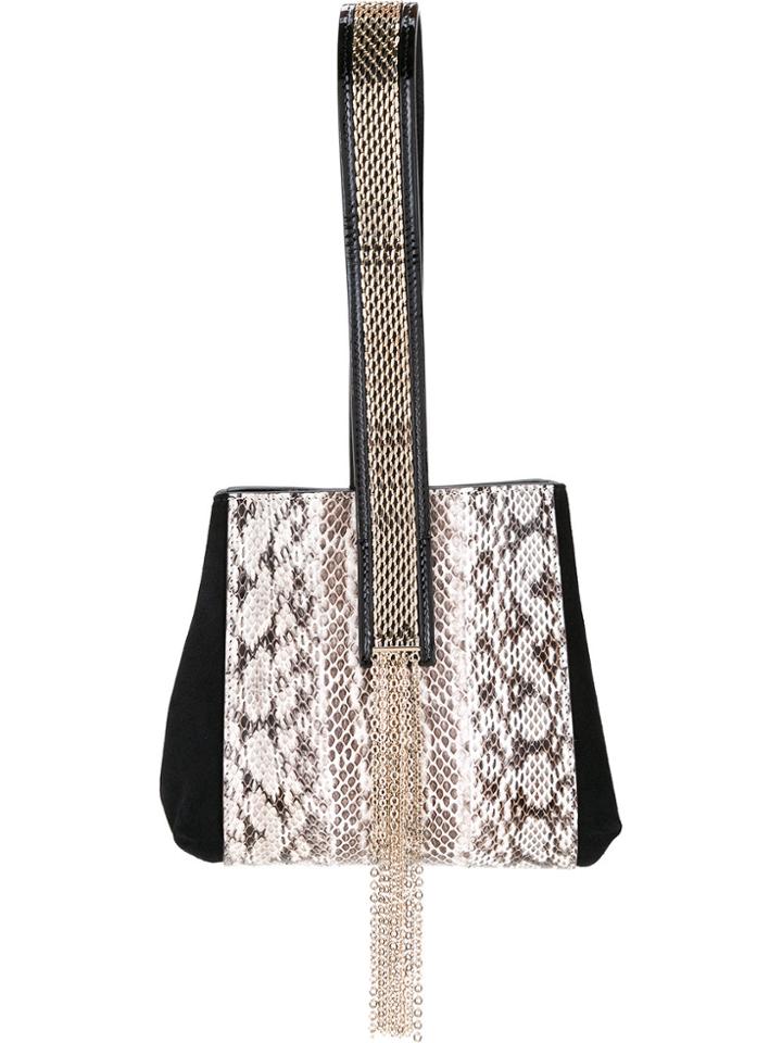 Lanvin Embellished Python Wristlet Bag - Black
