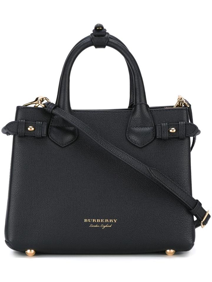 Burberry Baby 'banner' Tote, Women's, Black, Calf Leather/cotton