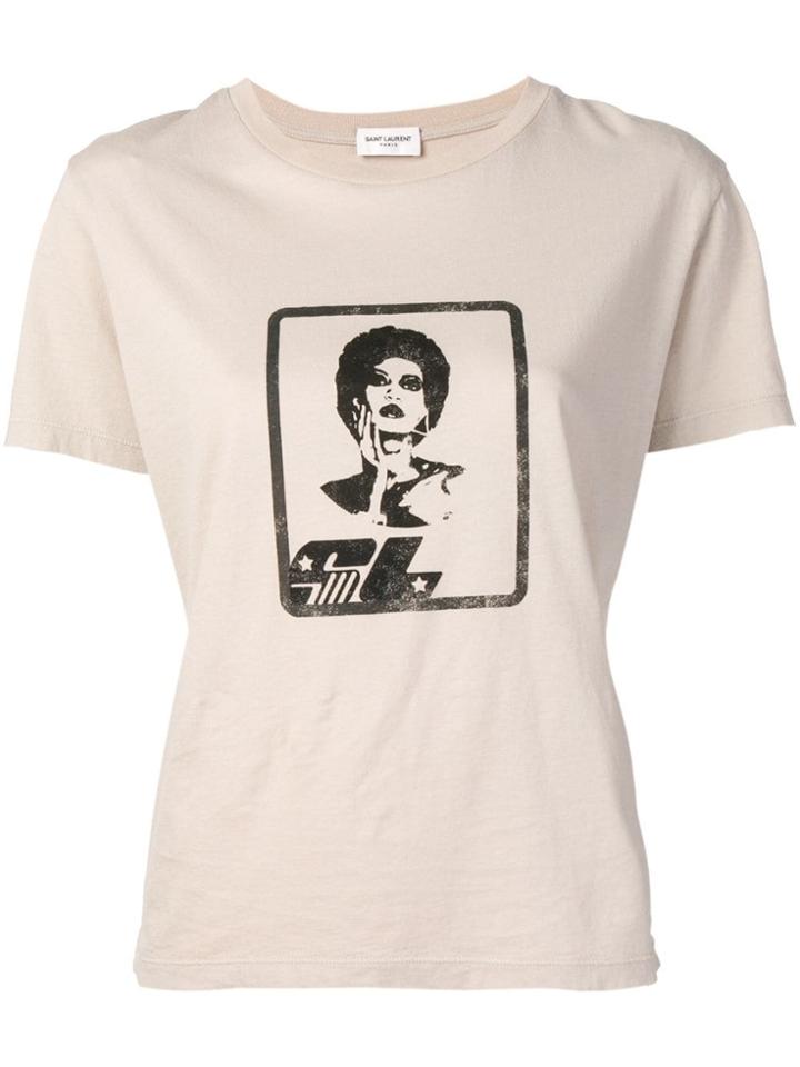 Saint Laurent Graphic Print T-shirt - Neutrals