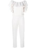 P.a.r.o.s.h. - Frill Trim Jumpsuit - Women - Polyester - Xs, Nude/neutrals, Polyester