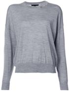 Alexander Wang - Distressed Collar Sweatshirt - Women - Wool - S, Grey, Wool