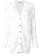 Marco De Vincenzo Flower Embellished Long Cardigan - White