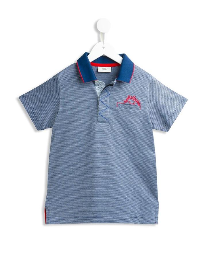 Fendi Kids Bag Bugs Striped Polo Shirt
