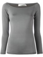 Valentino Boat Neck Top, Women's, Size: Xs, Grey, Silk/polyamide/spandex/elastane