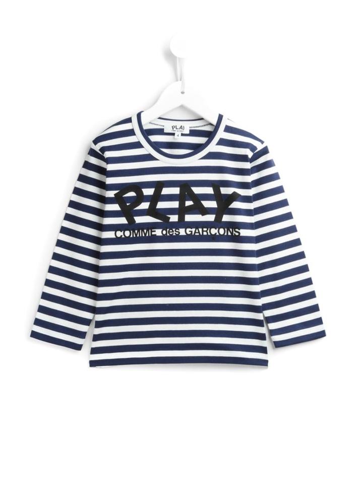 Comme Des Garçons Play Kids Striped Logo Print Sweatshirt