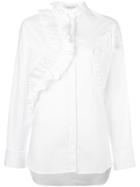 Cédric Charlier Ruffled Shirt, Women's, Size: 44, White, Cotton/other Fibers