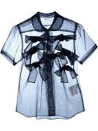 Comme Des Garçons Girl Bow Appliqué Sheer Blouse, Size: M, Blue, Nylon