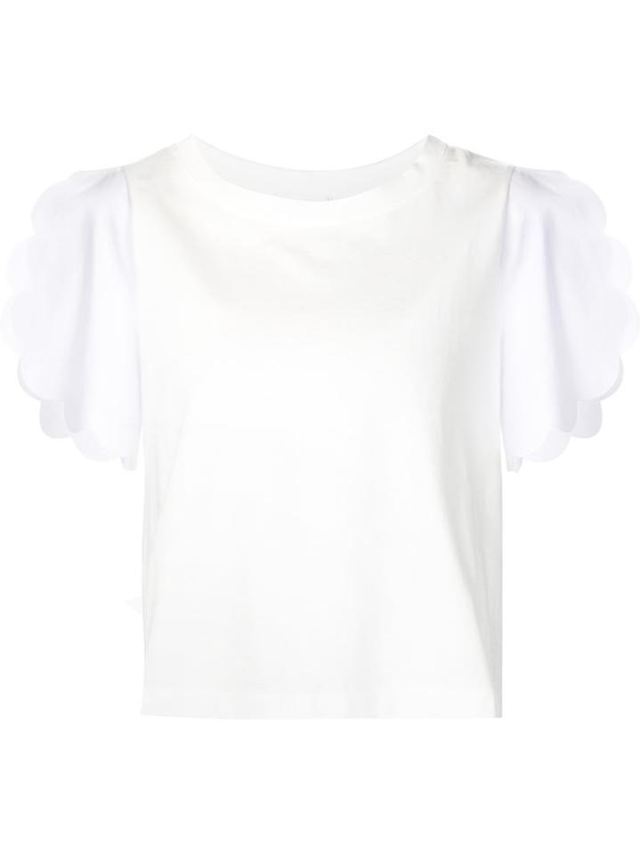 See By Chloé Scalloped Sleeve T-shirt, Women's, Size: M, White, Cotton