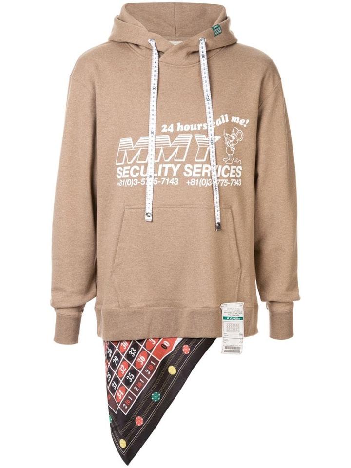 Maison Mihara Yasuhiro Scarf Hem Hoodie - Brown