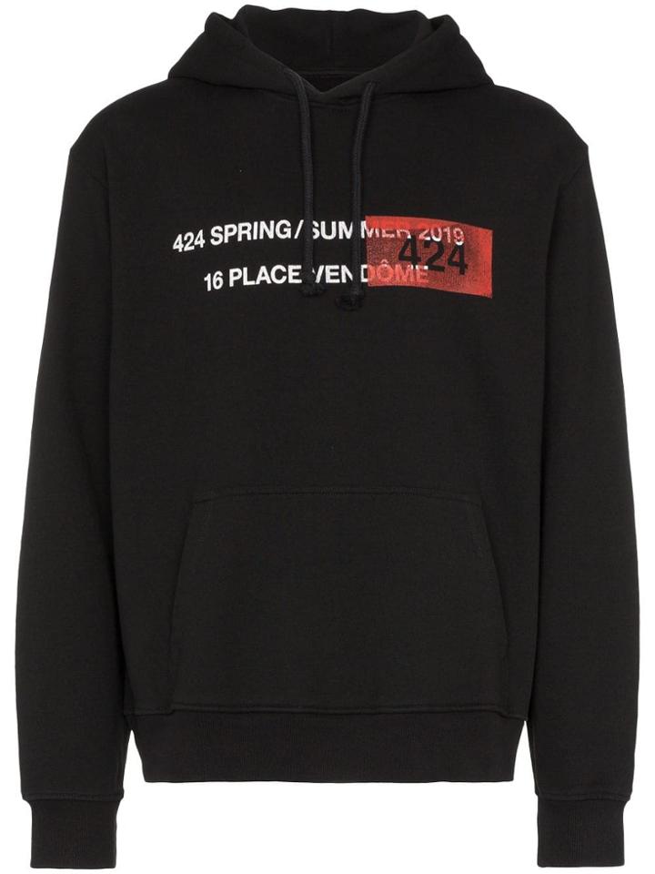 424 Logo Printed Hoodie - Black