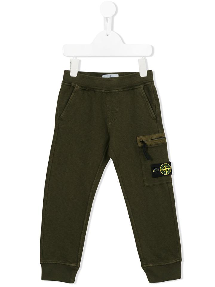 Stone Island Kids Cargo Pocket Track Pants, Boy's, Size: 12 Yrs, Green