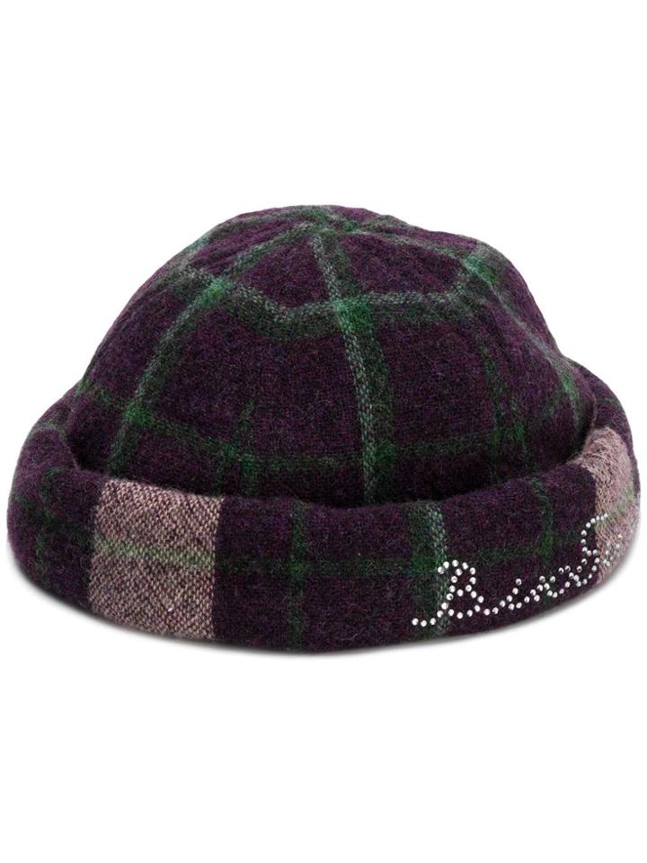 Natasha Zinko Plaid Pattern Hat - Purple